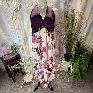 📌Gilligan & O'Malley Maxi Floral Satin Lace Plus Size Nightgown